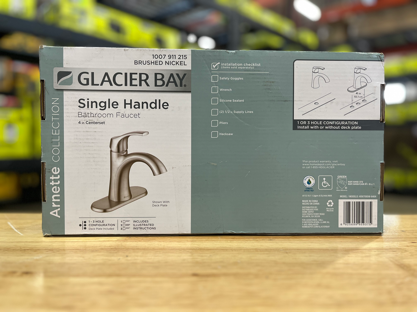 Glacier Bay Arnette Single Handle Single Hole Bathroom Faucet in Brushed Nickel