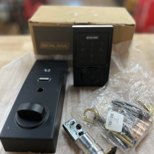 Schlage Century Matte Black Electronic Connect Smart Deadbolt with Alarm - Z-Wa