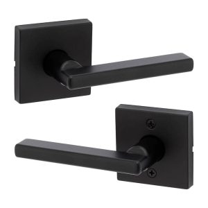 Kwikset Halifax Square Matte Black Hall/Closet Passage Door Handle 720HFLSQT514