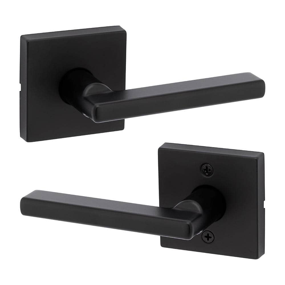 Kwikset Halifax Square Matte Black Hall/Closet Passage Door Handle 720HFLSQT514