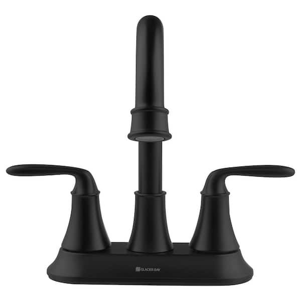 Glacier Bay Sadira 4 in. Centerset 2-Handle High-Arc Bathroom Faucet in Matte B
