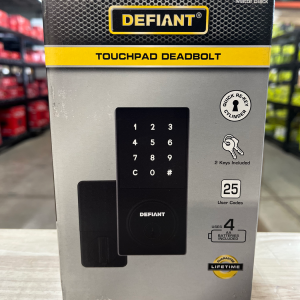 Defiant Square Matte Black Electronic Single Cylinder Touchpad Deadbolt