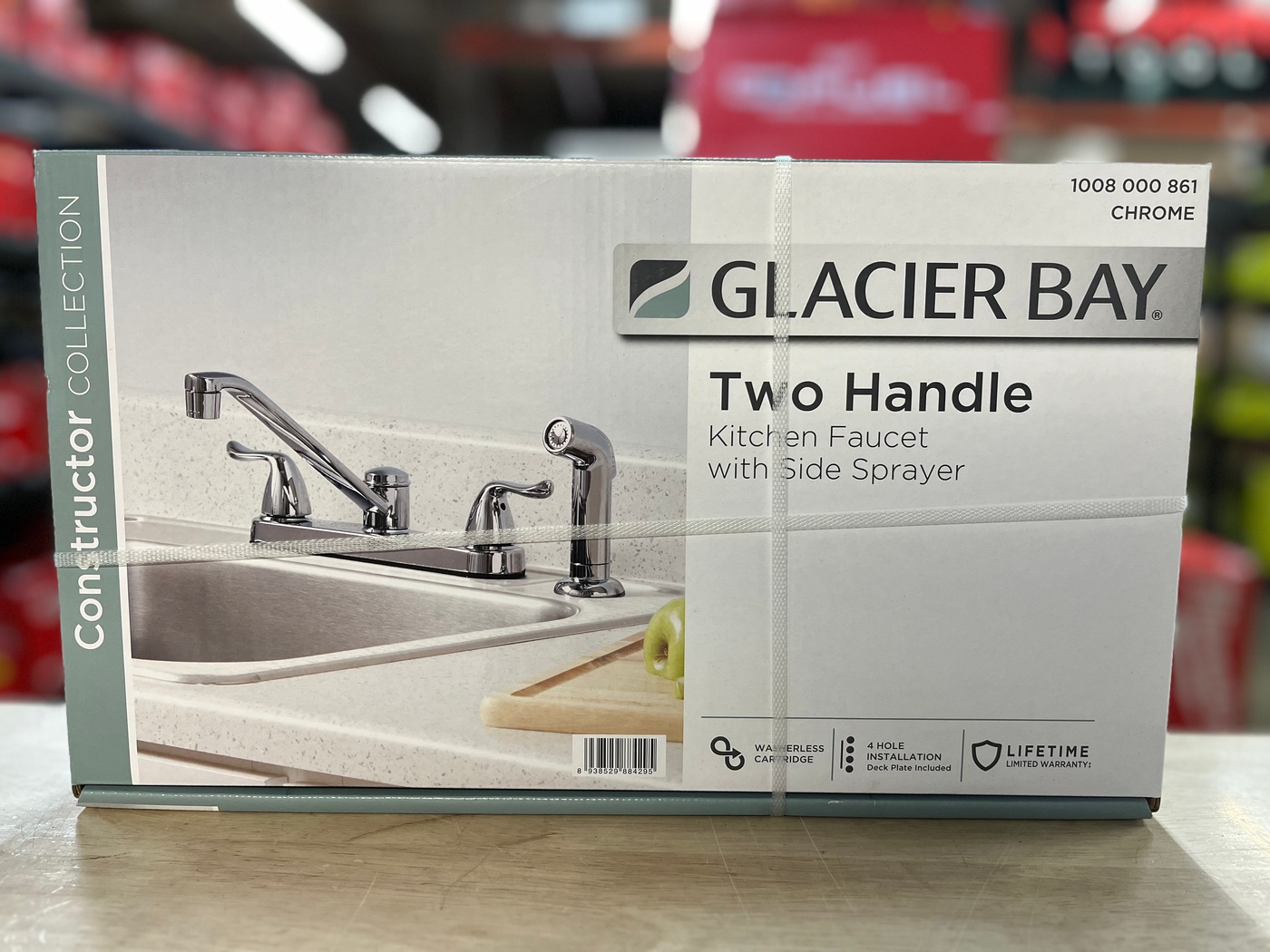 Glacier Bay Constructor Double-Handle Standard Kitchen Faucet with Side Sprayer