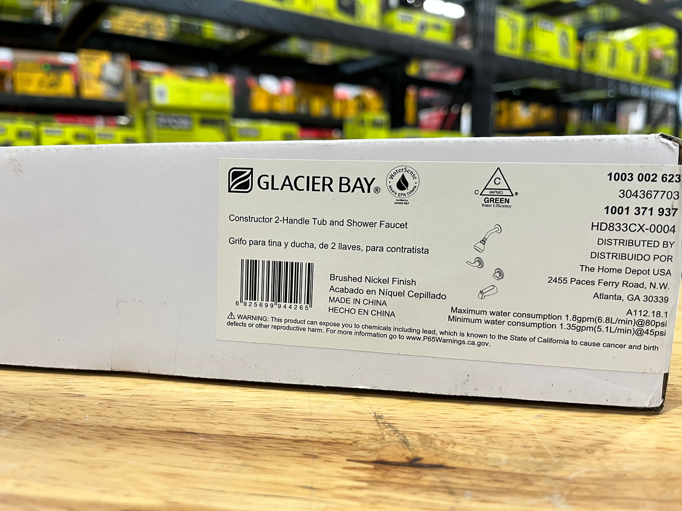 The Glacier Bay Constructor 2-Handle 1-Spray Tub and Shower Faucet in Brushed Ni
