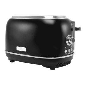 HADEN Heritage 900-Watt 2-Slice Wide Slot Black and Chrome Retro Toaster with R
