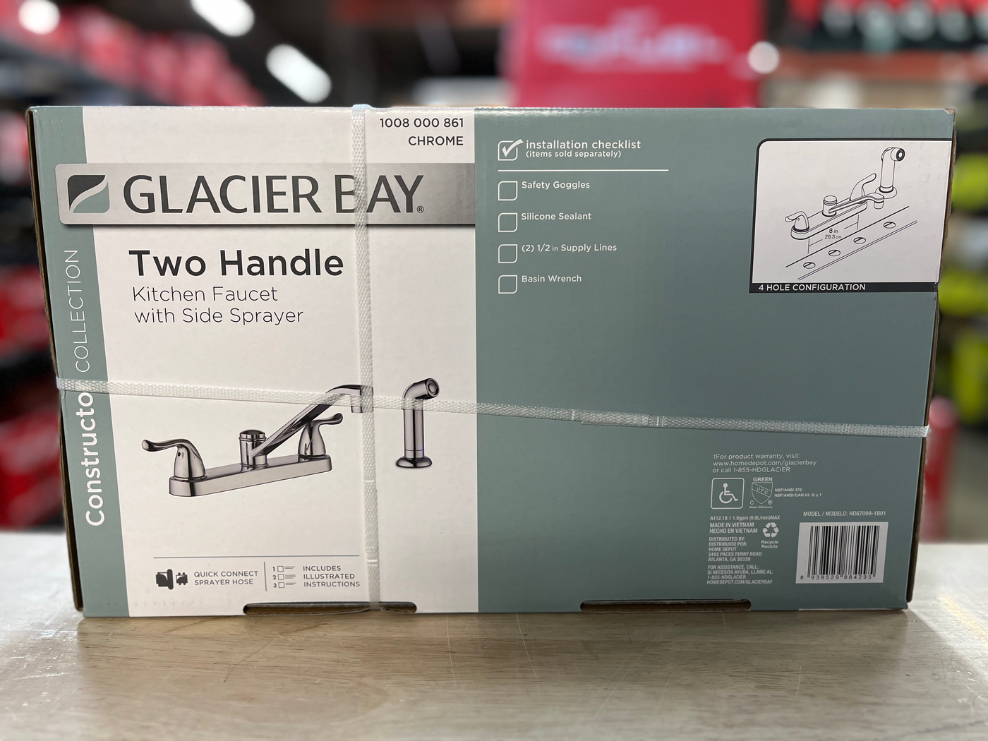 Glacier Bay Constructor Double-Handle Standard Kitchen Faucet with Side Sprayer