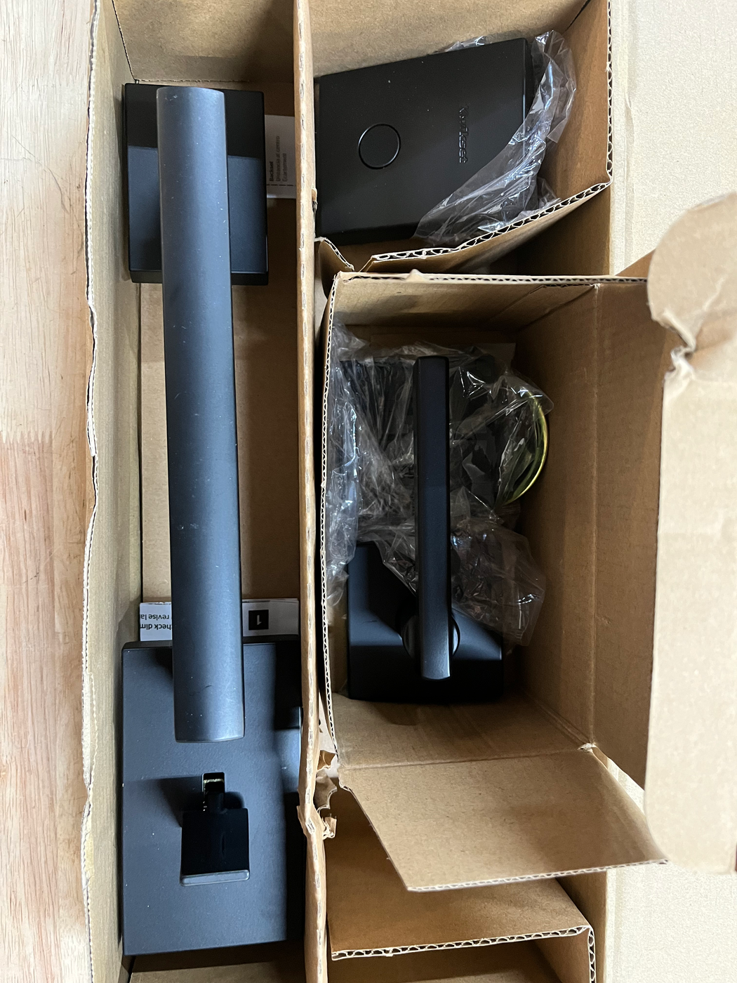 Kwikset San Clemente Dummy Door Handleset with Square Halifax Handle in Matte B