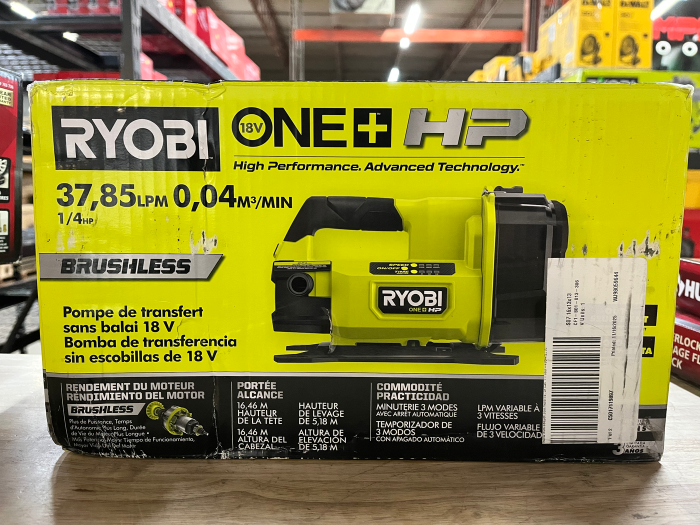 RYOBI ONE+ HP 18V Brushless 1/4 hp Cordless Transfer Pump