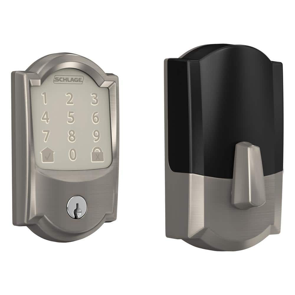 Schlage Camelot Satin Nickel Encode Wifi Electronic Touchscreen Door Deadbolt A