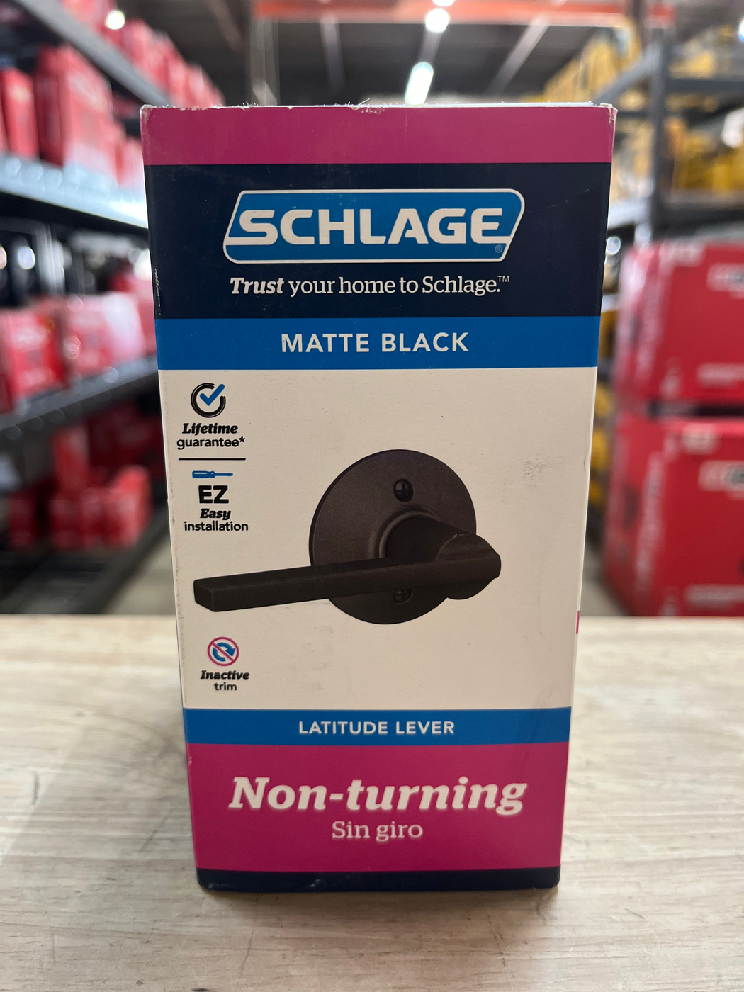 Schlage Latitude Matte Black Dummy Door Handle F170 G LAT 622