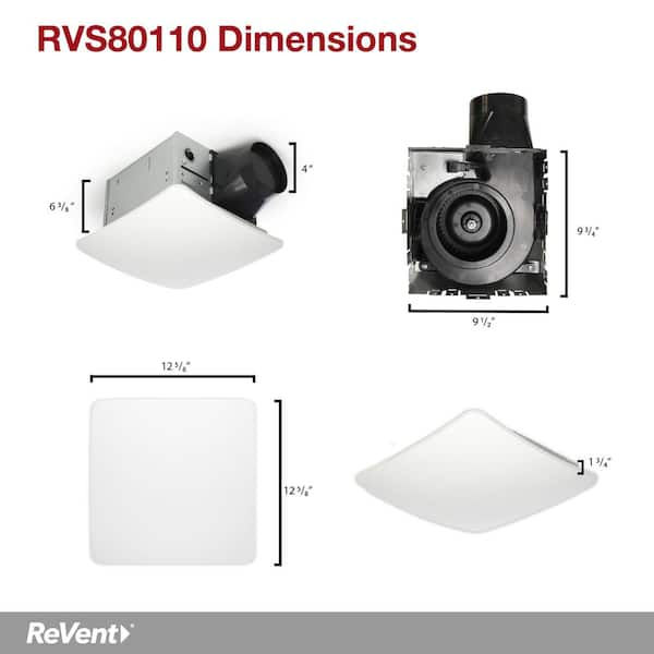 ReVent 80-110 Adjustable CFM Ceiling/Wall Mount Quiet Easy Install Roomside Bat