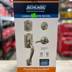 Schlage Camelot Satin Nickel Single Cylinder Door Handleset with Accent Handle