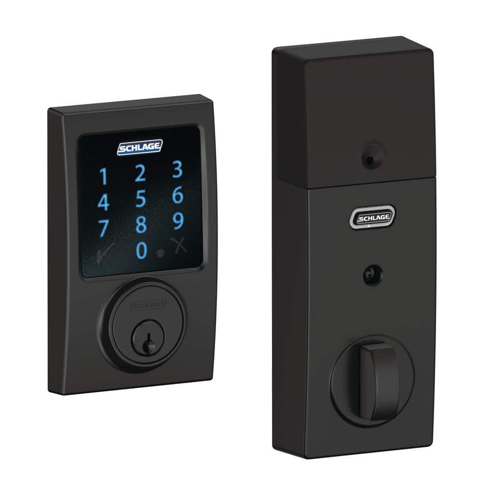 Schlage Century Matte Black Electronic Connect Smart Deadbolt with Alarm - Z-Wa
