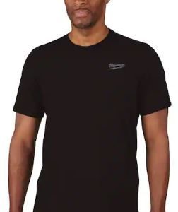 Men's Large Black Cotton/Polyester Short-Sleeve Hybrid Work T-Shirt