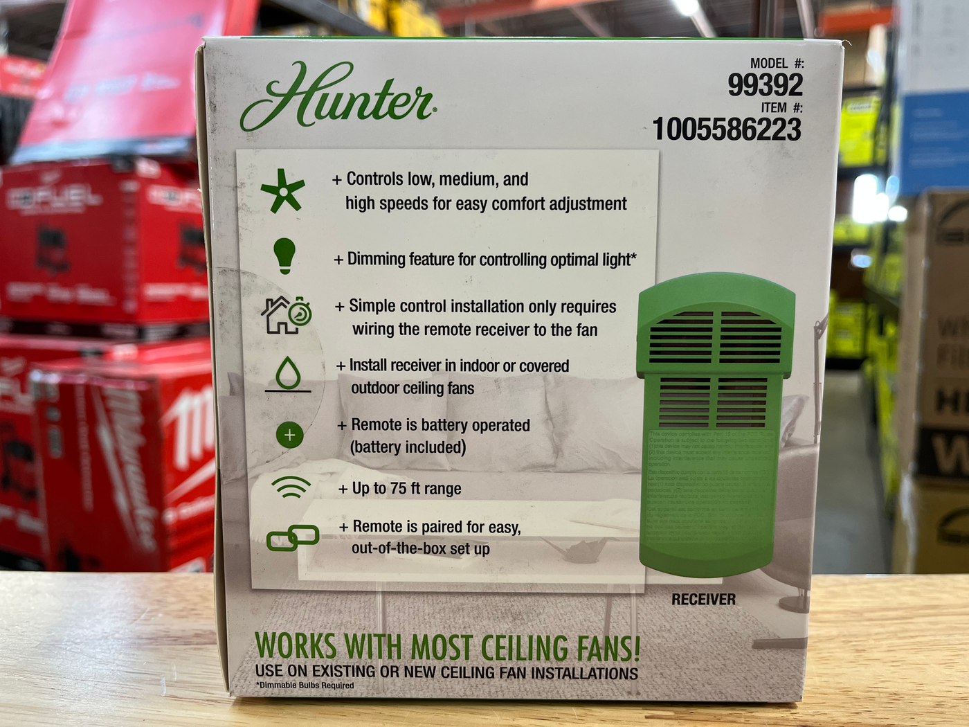 Hunter Universal 3 Speed Damp Rated Ceiling Fan Handheld Remote Control White