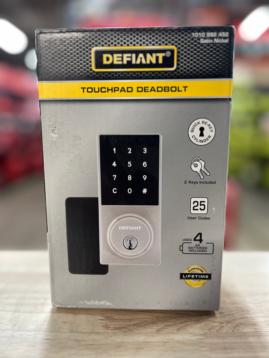 Defiant Slim Satin Nickel Electronic Touchpad Deadbolt