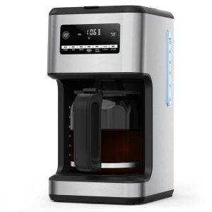 COWSAR 14-Cup Coffee Maker with Carafe Brewer & Timing Function in Silver CSCM3