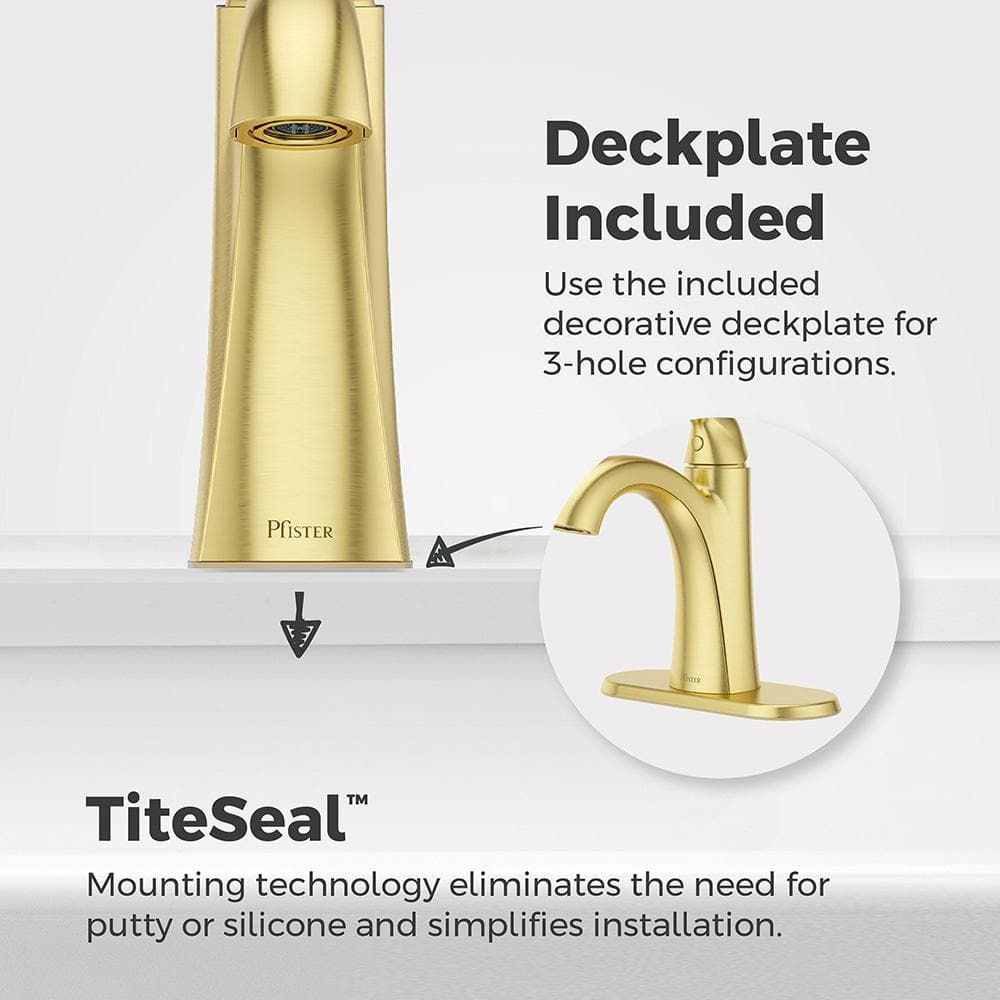 Pfister Willa Single Handle Single Hole Bathroom Faucet With Deck plate in Brus