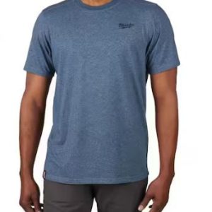 Men's Large Blue Cotton/Polyester Short-Sleeve Hybrid Work T-Shirt