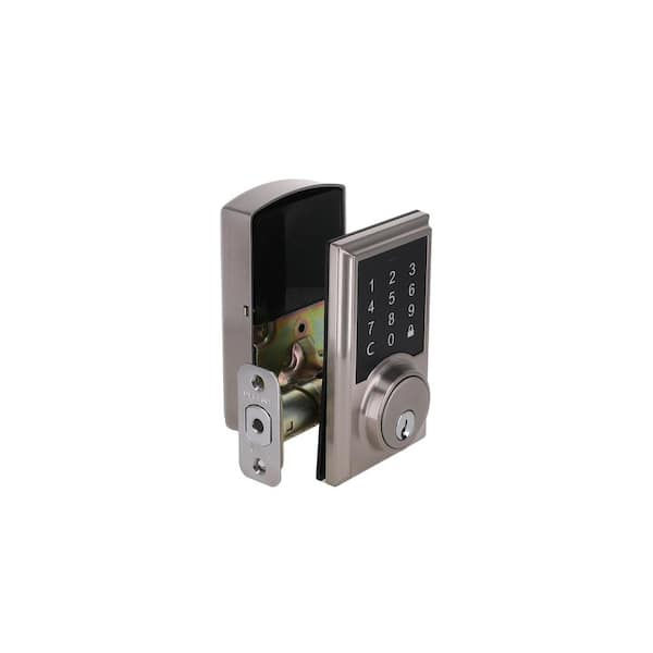 Defiant Square Satin Nickel Electronic Single Cylinder Touchpad Deadbolt