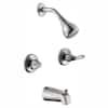 The Glacier Bay Constructor 2-Handle 1-Spray Tub and Shower Faucet in Brushed Ni