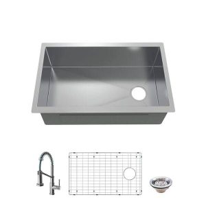 Glacier Bay Professional Zero Radius 27 in. Undermount Single Bowl 16 Gauge Sta