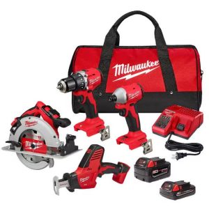 M18 18-Volt Lithium-Ion Brushless Cordless Combo Kit (4-Tool) with 2-Batteries,
