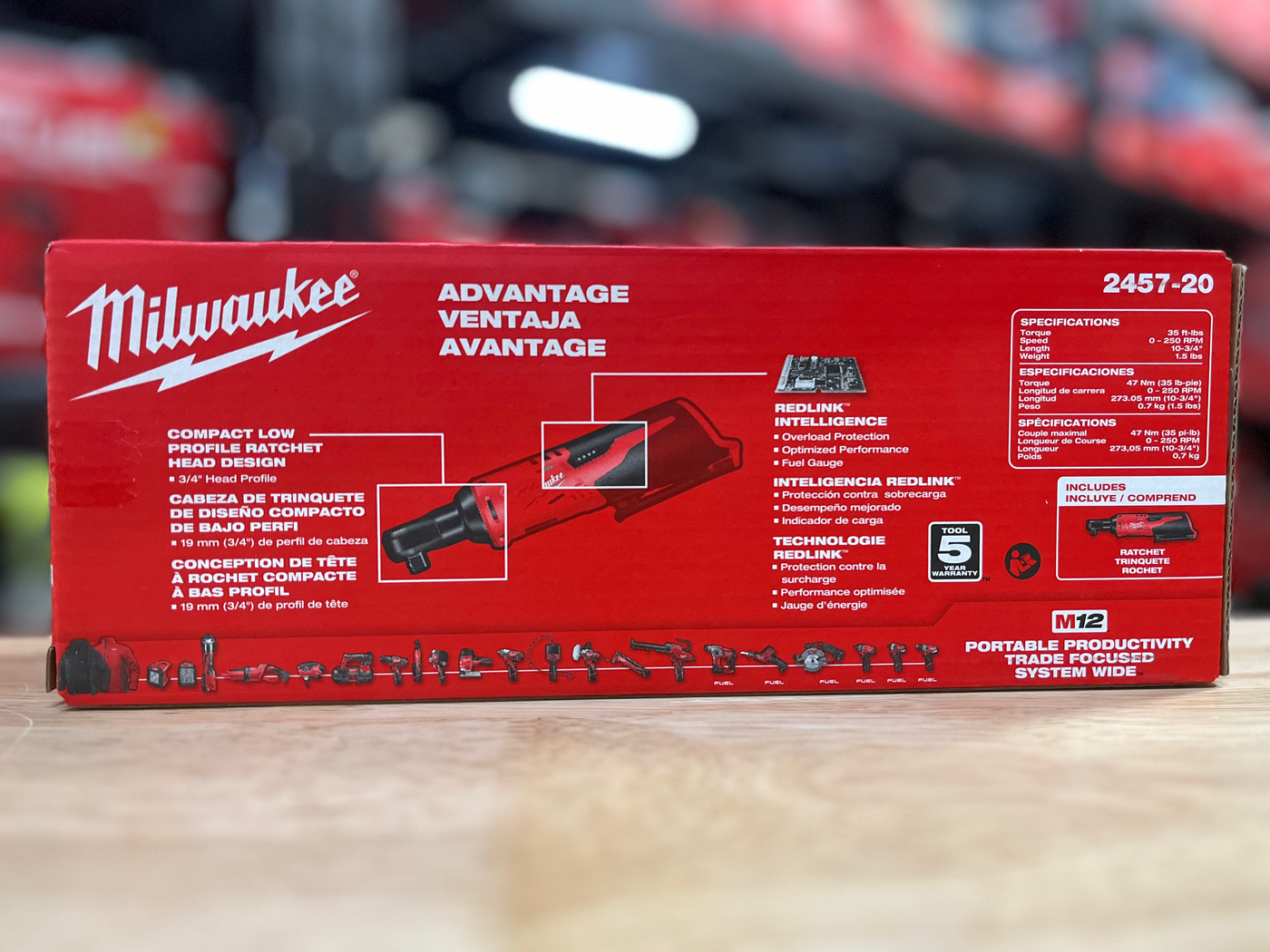Milwaukee M12 12V Lithium-Ion Cordless 3/8 in. Ratchet (Tool-Only) 2457-20