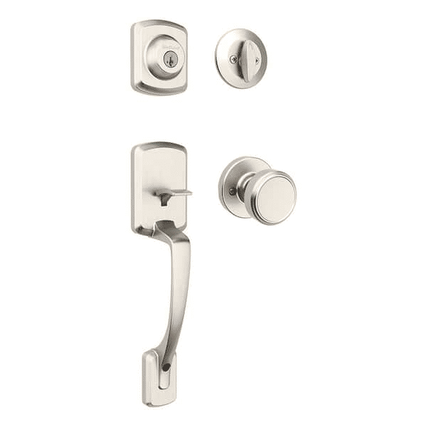 Kwikset Henley Single Cylinder Door Handleset w/Round Maven Knob featuring Smar