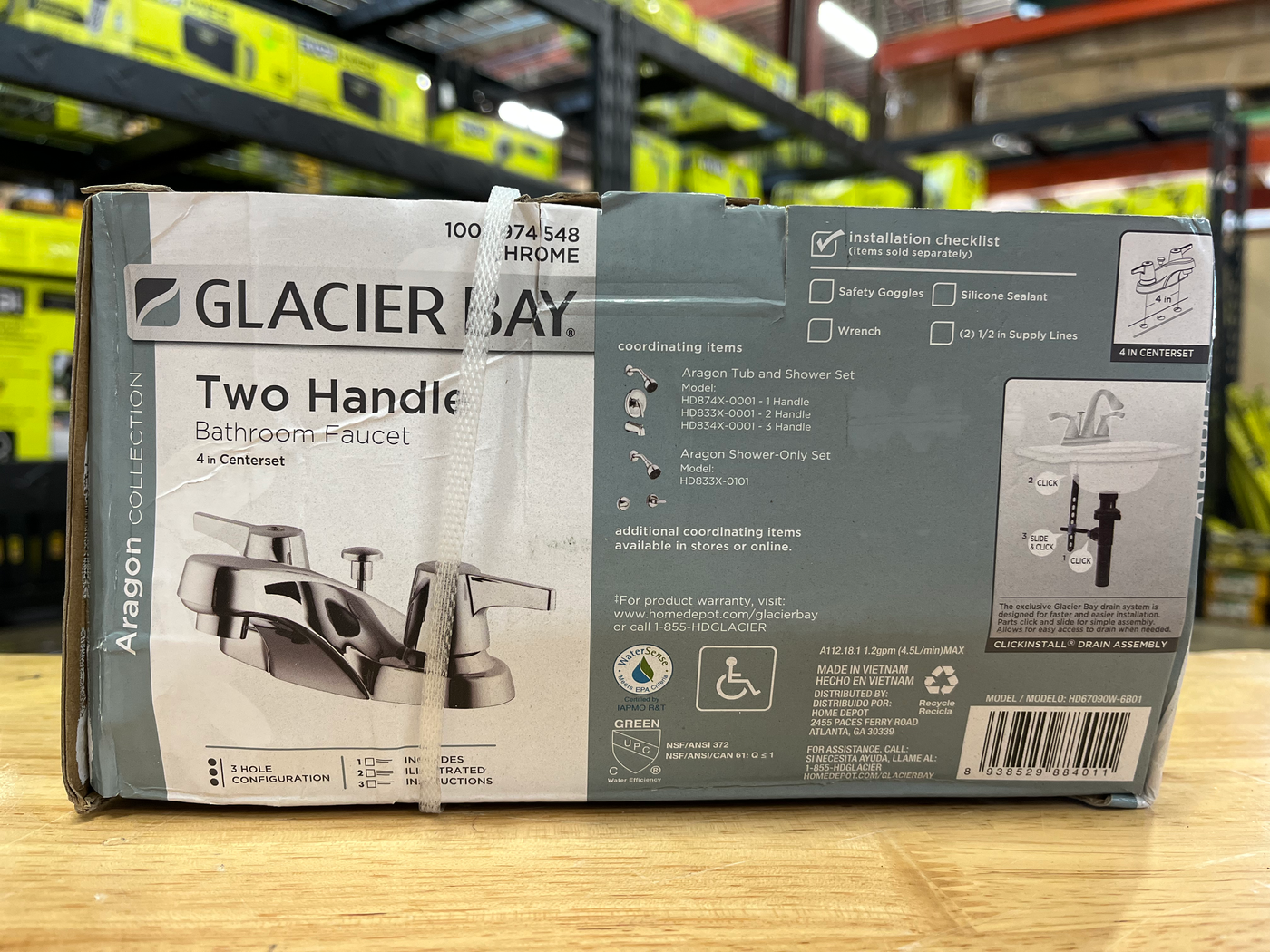 The Glacier Bay Aragon 4 in. 2-Handle Low Arc Bathroom Faucet