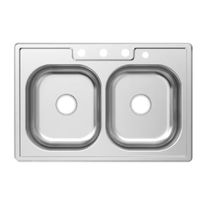 33 in. Drop-In 50/50 Double Bowl 20 Gauge Stainless Steel Kitchen Sink