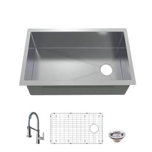 Glacier Bay Professional Zero Radius 30 in Undermount Single Bowl Stainless Ste