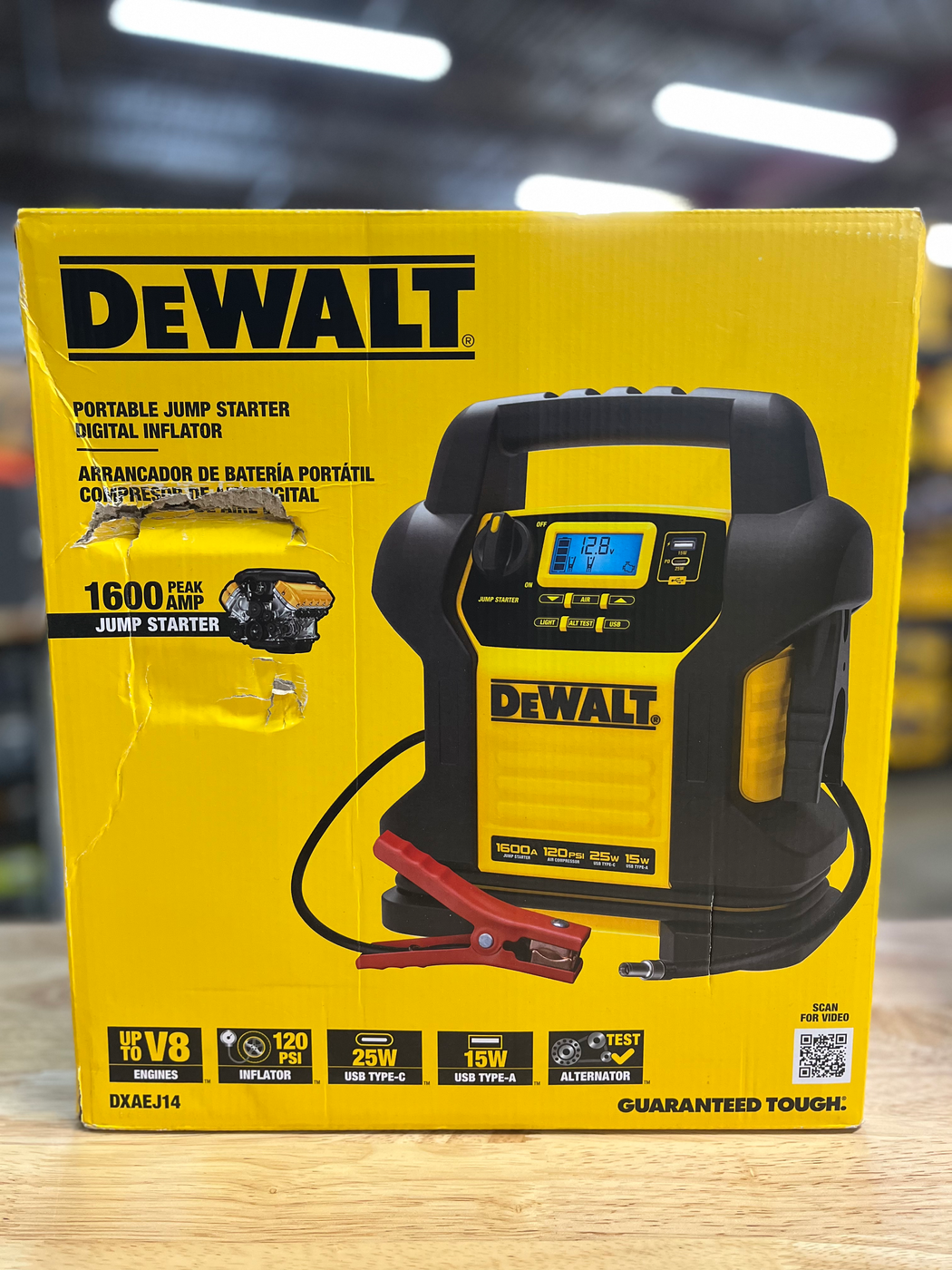 DEWALT 1600 Peak Amp Jump Starter with Digital Compressor and USB Power Bank DX