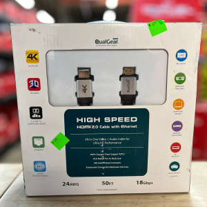 QualGear High Speed Long HDMI 2.0 Cable with Ethernet, 50 ft.