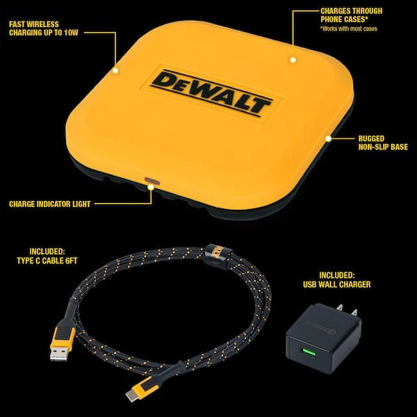 DEWALT Fast Wireless Charging Pad - Quick Charge for Any Qi Device