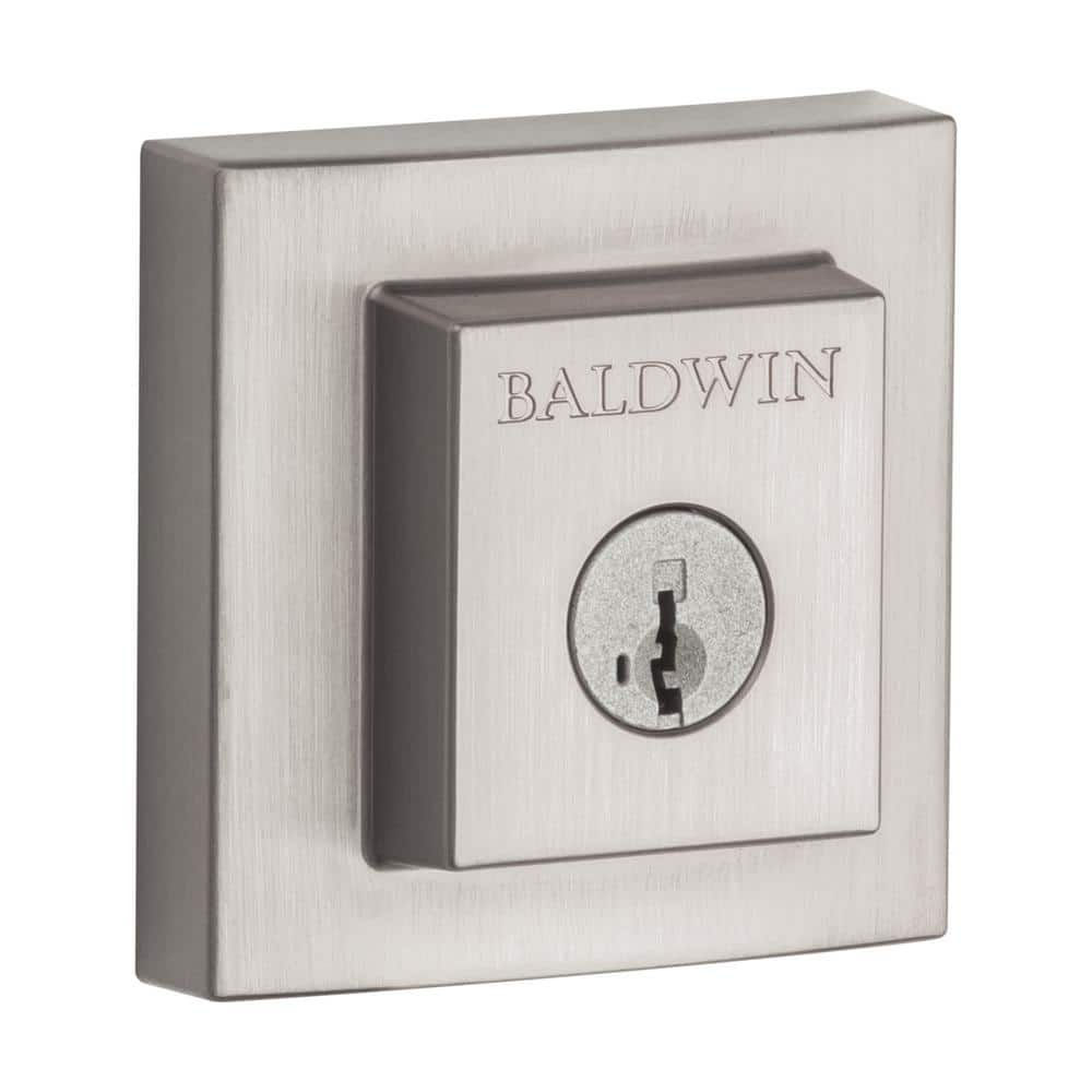 Baldwin Prestige Spyglass Satin Nickel Square Single Cylinder Deadbolt Featurin