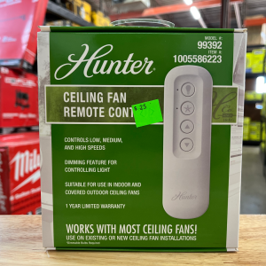 Hunter Universal 3 Speed Damp Rated Ceiling Fan Handheld Remote Control White