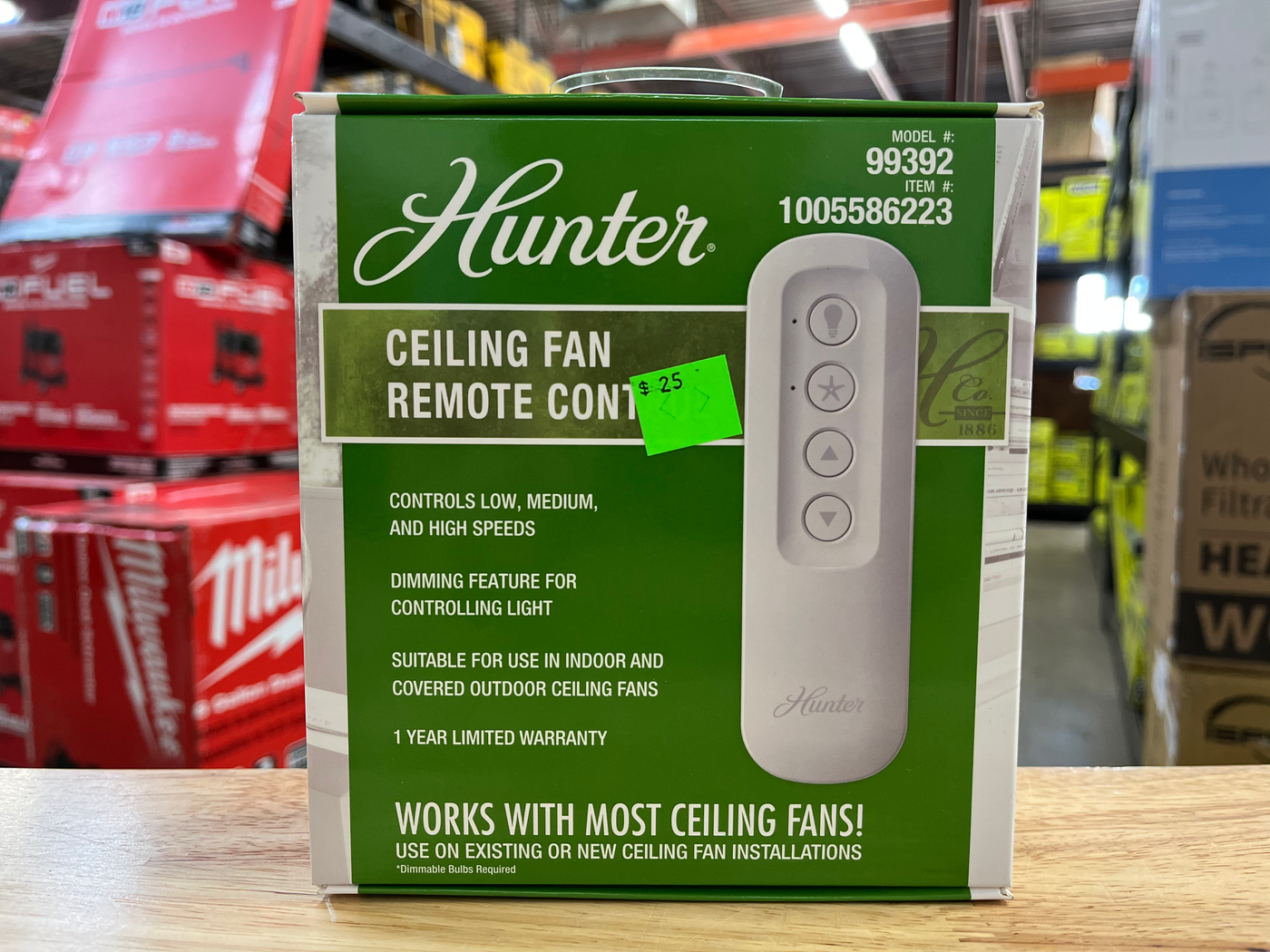 Hunter Universal 3 Speed Damp Rated Ceiling Fan Handheld Remote Control White