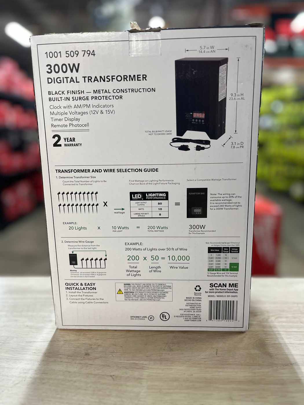 Hampton Bay Low-Voltage 300-Watt Metal Landscape Lighting Transformer with Dusk