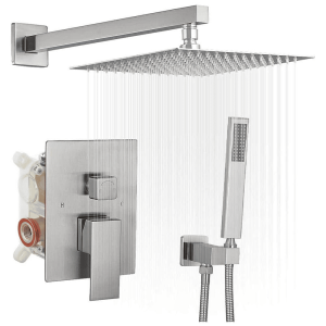 BWE 2-Spray Patterns With 2.5 GPM 12 in. Showerhead Wall Mounted Dual Shower He