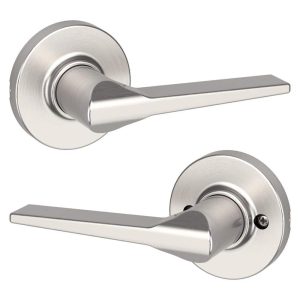 Kwikset Hollis Round Rose Satin Nickel Passage Hall/Closet Door Handle 200HSL R