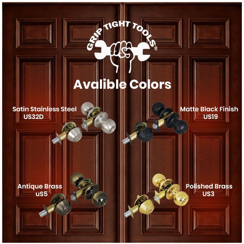 Black Entry Lock Set Door Knob & Deadbolt with 24 SC1 Keys, (4-Pack, Keyed Alik