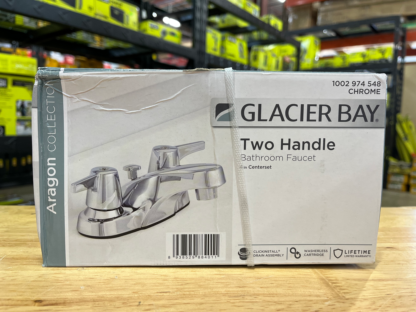 The Glacier Bay Aragon 4 in. 2-Handle Low Arc Bathroom Faucet