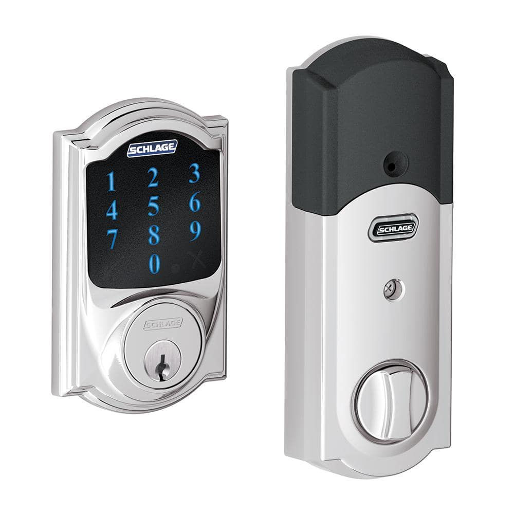 Schlage Camelot Bright Chrome Electronic Connect Smart Deadbolt with Alarm - Z-