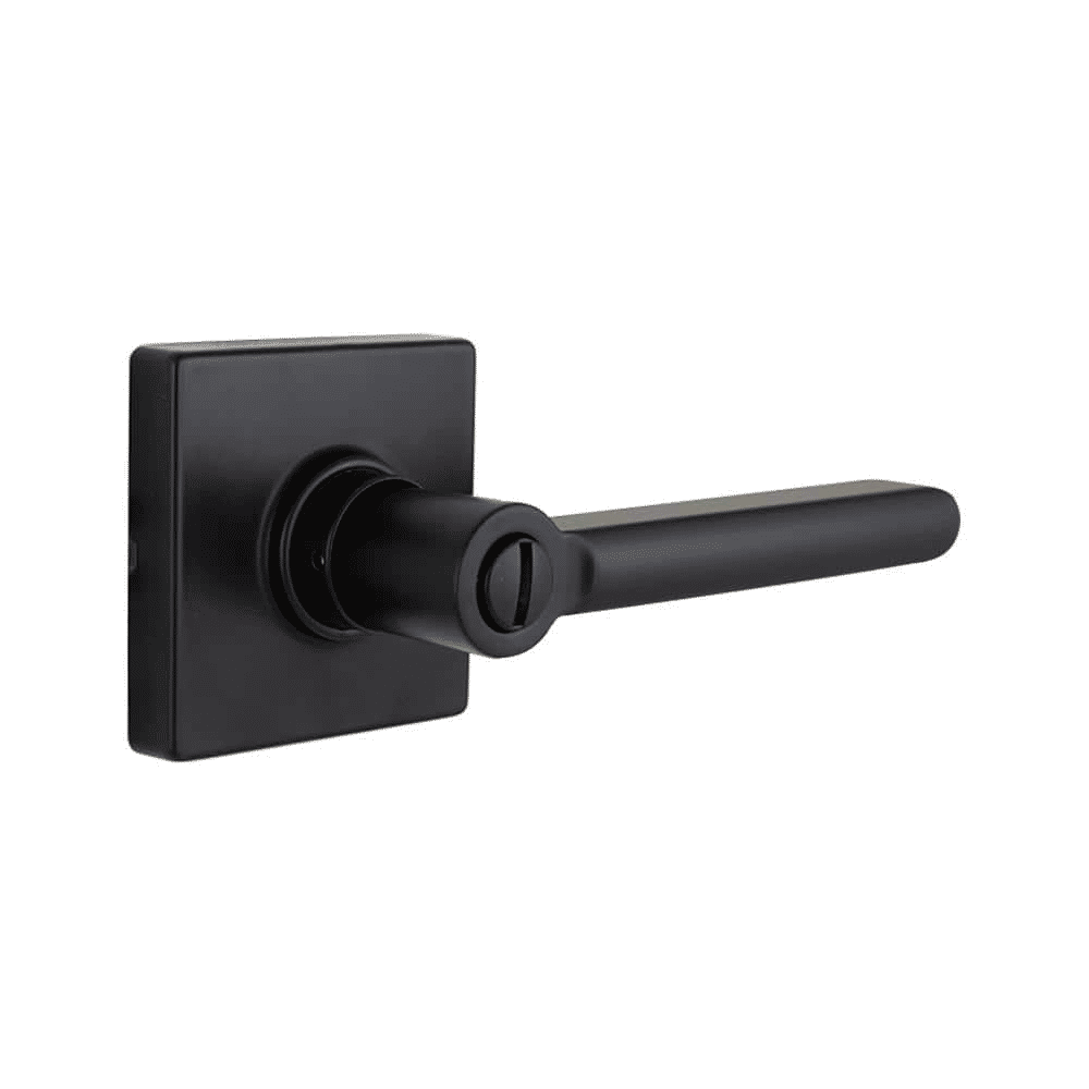 Defiant Tonebridge Matte Black Bed/Bath Door Lever with Square Rose