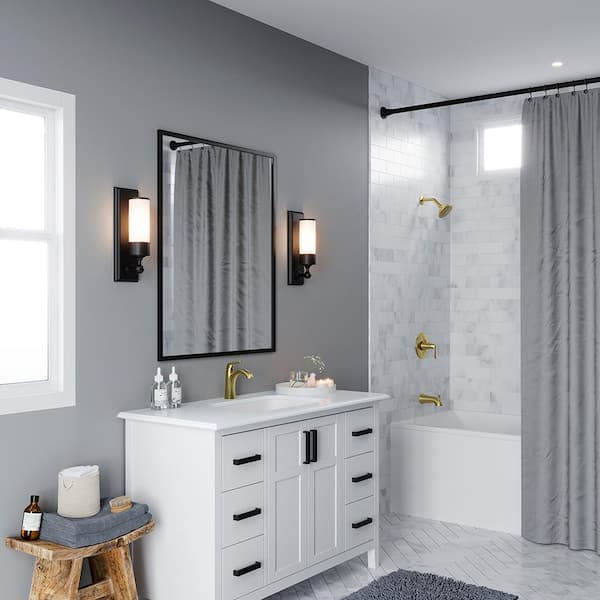 Pfister Willa Single Handle Single Hole Bathroom Faucet With Deck plate in Brus