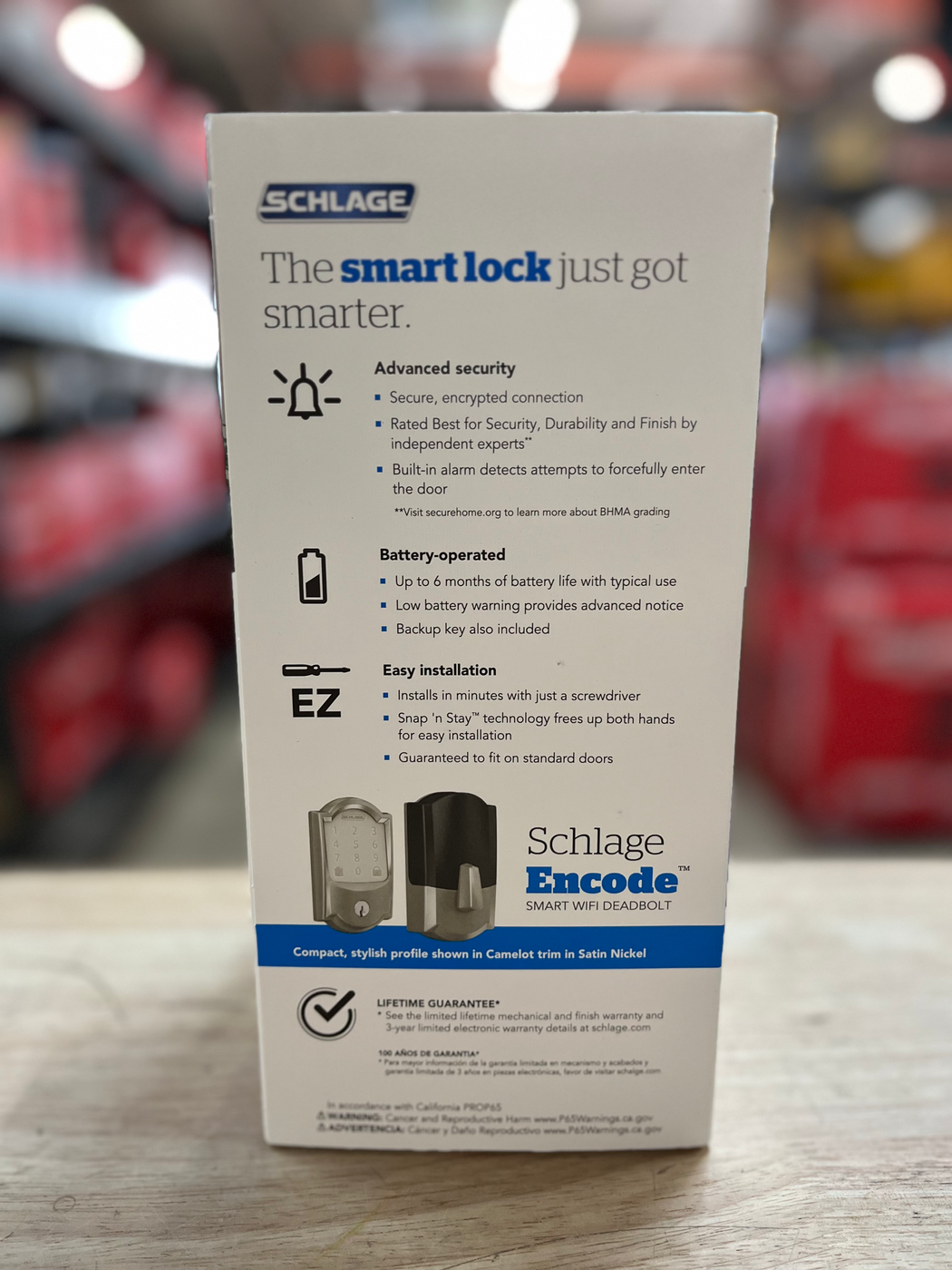 Schlage Camelot Satin Nickel Encode Wifi Electronic Touchscreen Door Deadbolt A