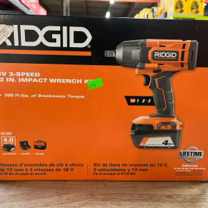 RIDGID 18V Cordless 1/2 in. Impact Wrench Kit with 4.0 Ah Battery and Charger R