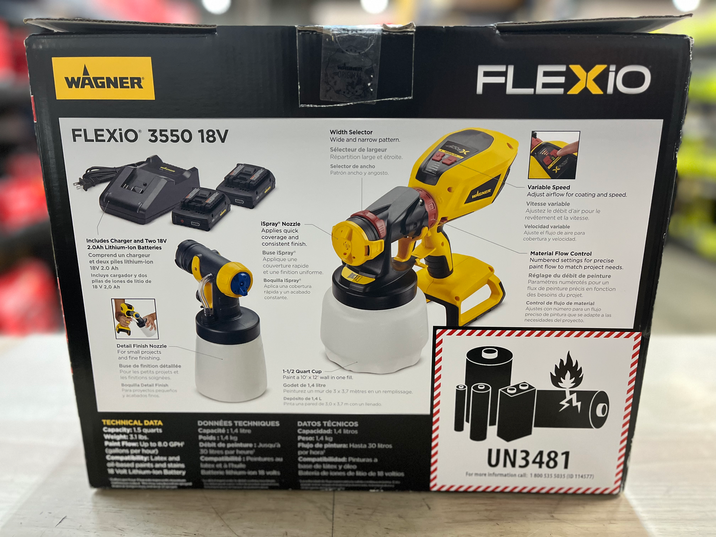 Wagner FLEXiO 3550 18V Cordless Handheld HVLP Paint and Stain Paint Sprayer