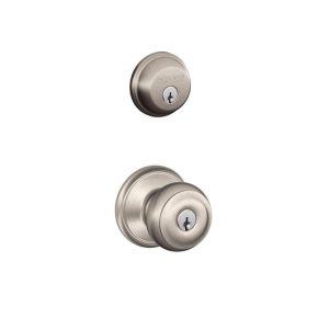 Schlage Georgian Satin Nickel Single Cylinder Deadbolt and Keyed Entry Door Kno